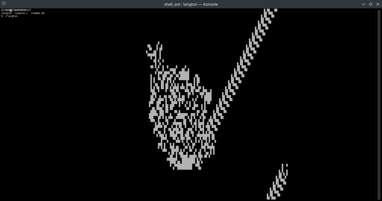 pattern created by a langton ant in a terminal window
